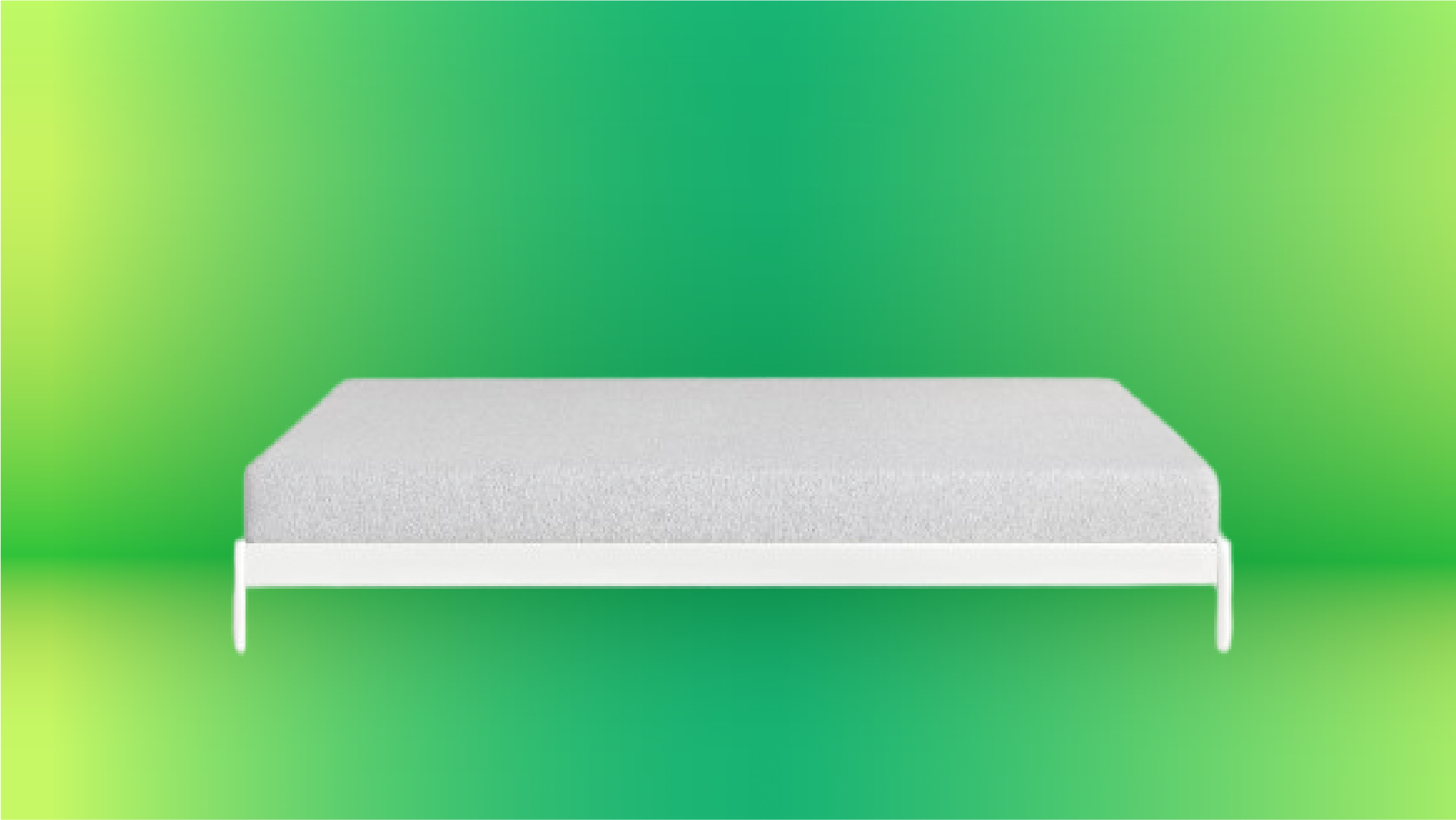 The Nod mattress from Tuft & Needle on display against green gradient background.