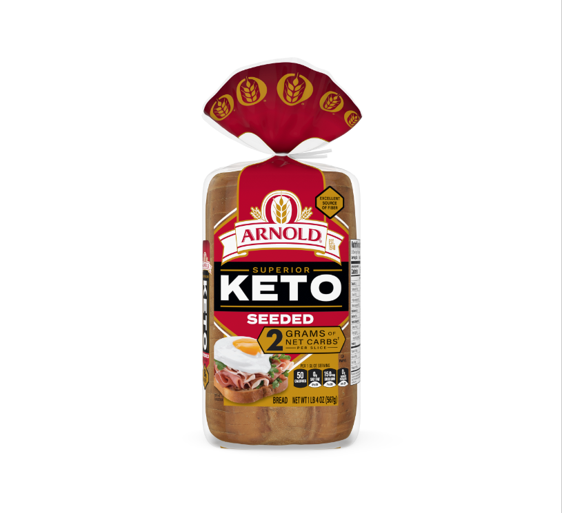 Arnold Keto Seeded Bread in plastic wrapping
