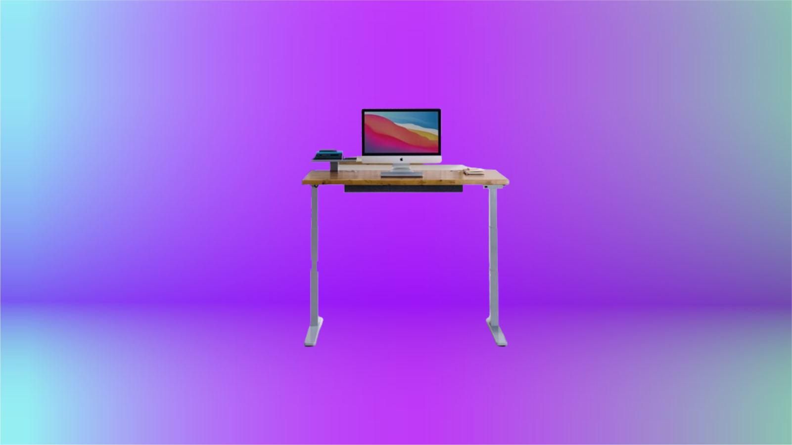 Uplift V3 Standing Desk on colorful background.