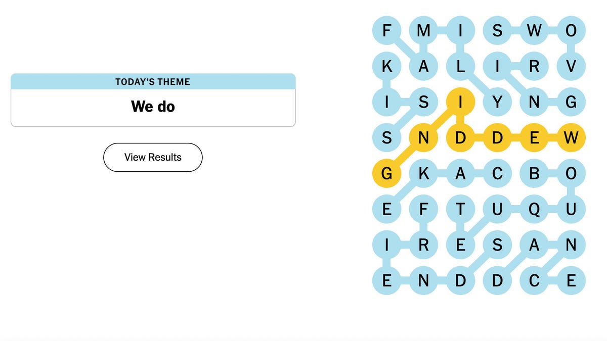 Image of the NYT Strands puzzle for June 21, completed.