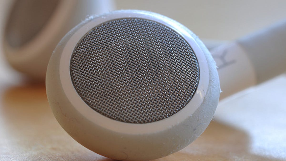 A surprisingly disgusting close-up view of some Apple earbuds.