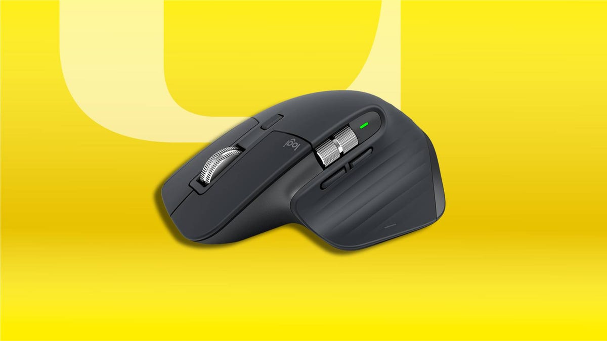 A Logitech mouse on a CNET background.