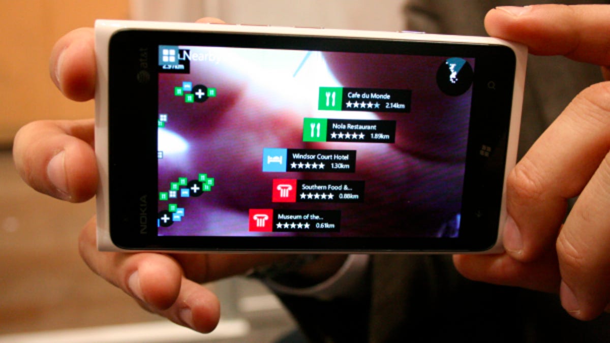 Nokia's City Lens augmenteded reality app in action.