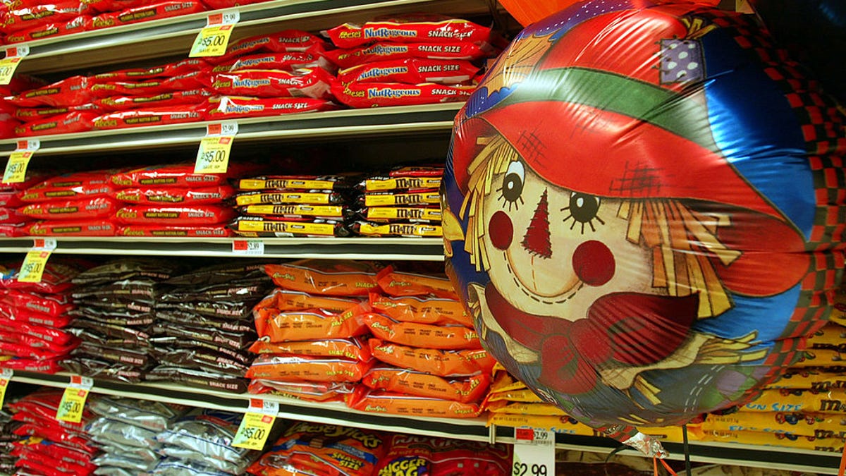 Halloween candy on a shelf