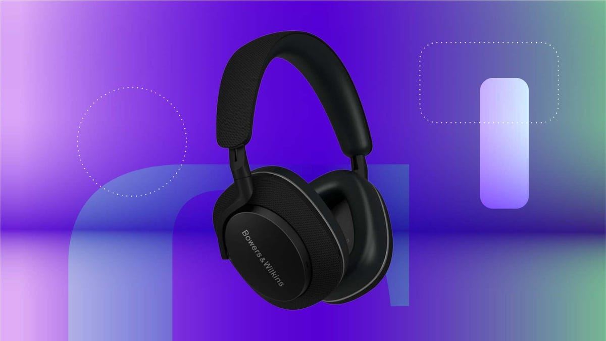 Bowers & Wilkins Over-Ear Wireless Headphones on a blue and purple background