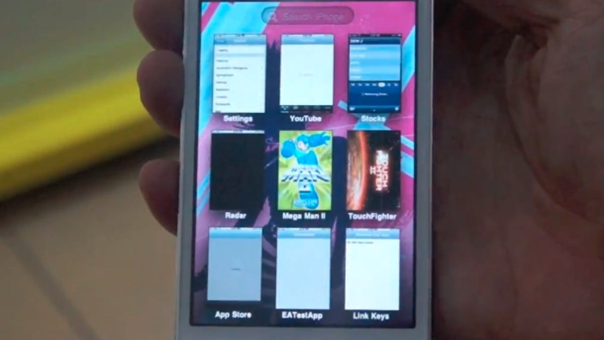The multitasking screen on this iPhone differs from what Apple currently offers, and has used since iOS 4's release.