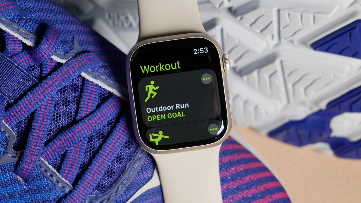 Aerial view of the Workout app on an Apple Watch.
