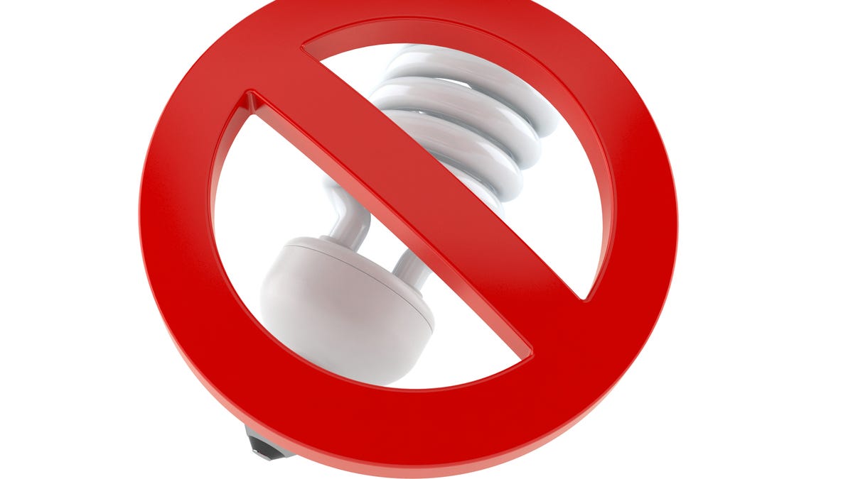 An image of a CFL bulb with a 'no smoking' bar on it