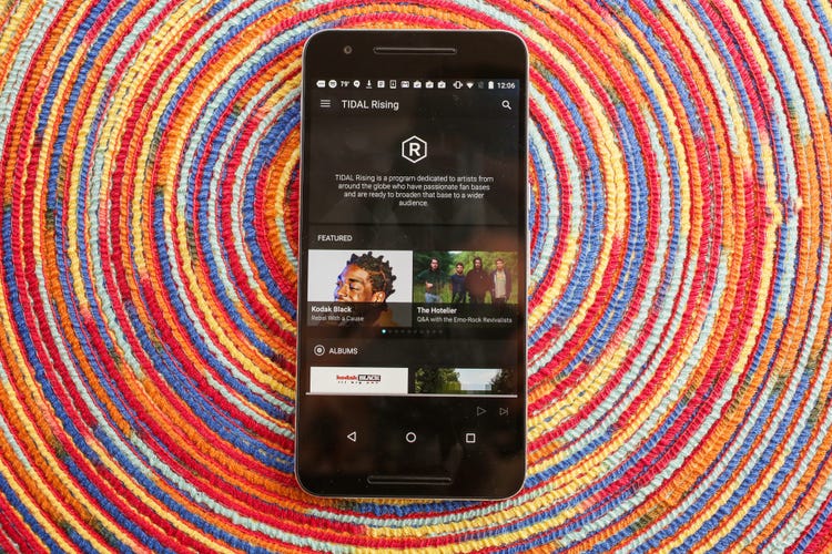 An android cellphone has the Tidal app pulled up.