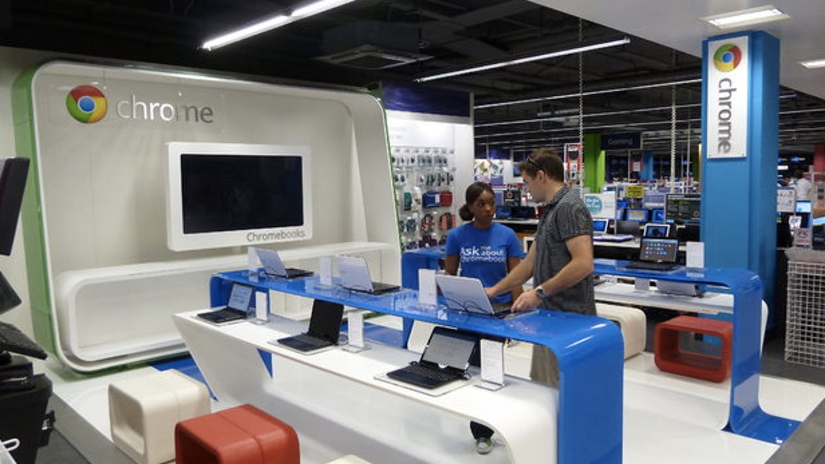 Google Chrome Zone section of PC World on London's Tottenham Court Road.
