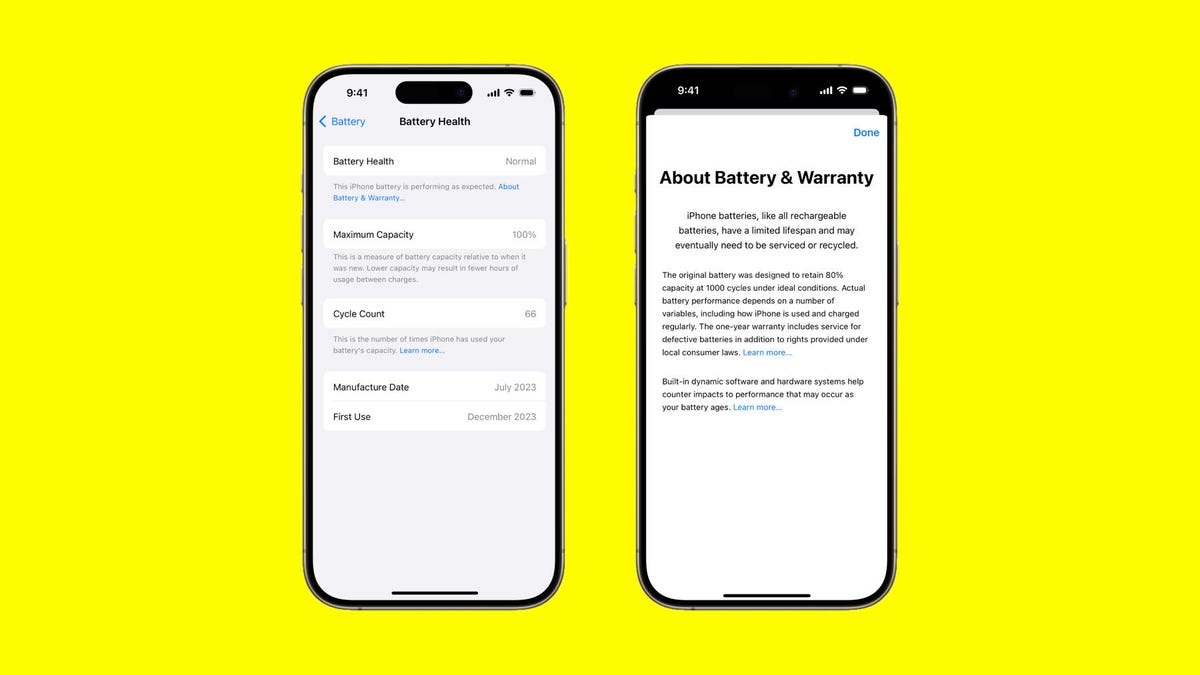 iOS 17.4 Battery Health Menus