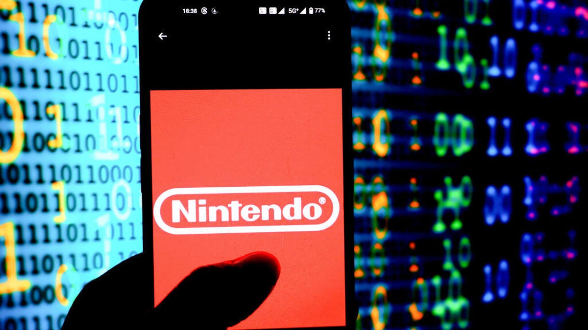 Nintendo logo on phone screen
