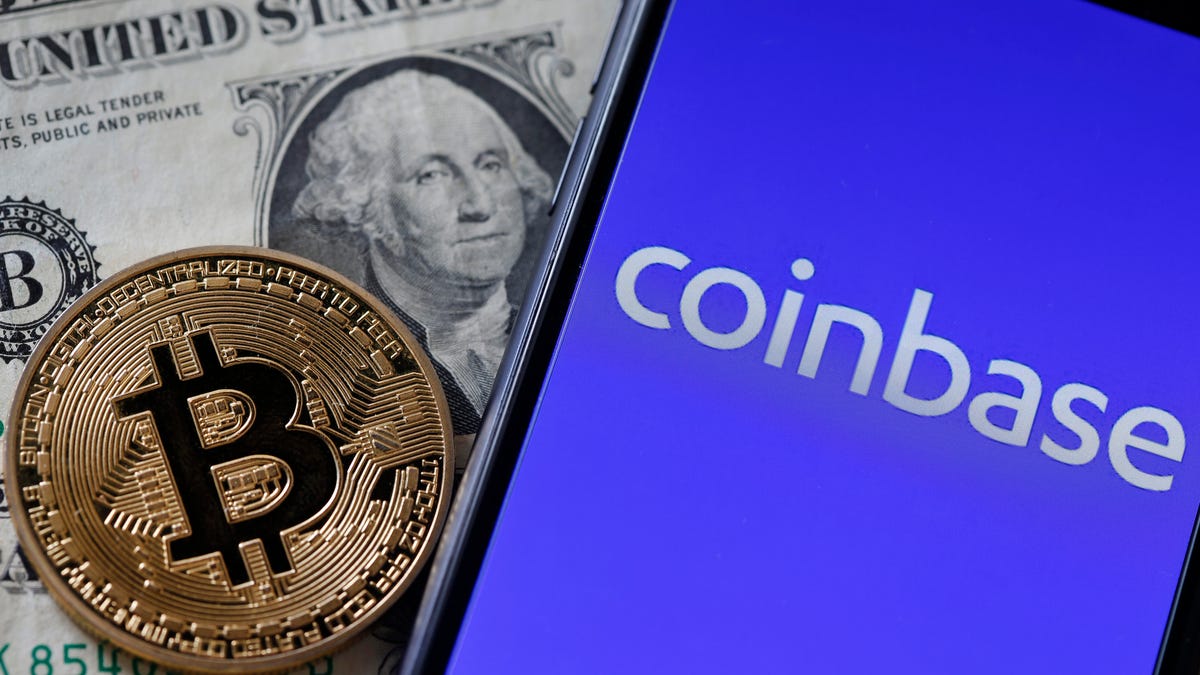 Coinbase logo and currency images