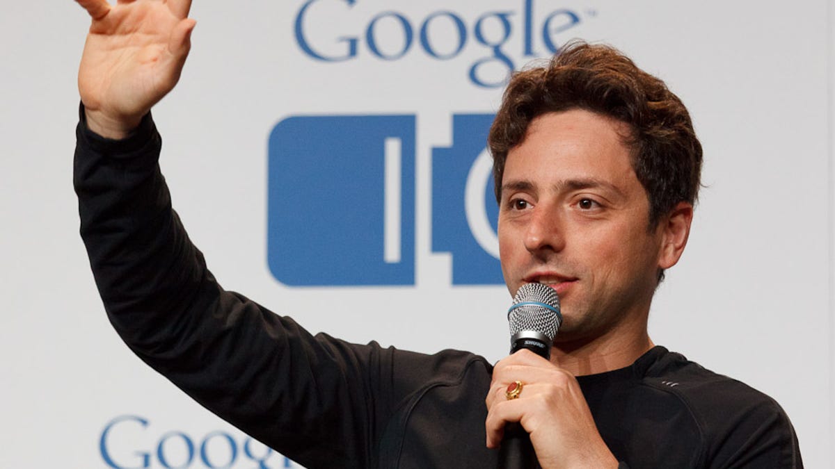 Sergey Brin, speaking to reporters at Google I/O.