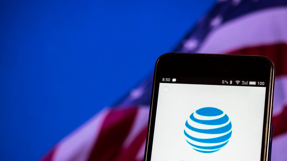 AT&T logo seen displayed on a smart phone
