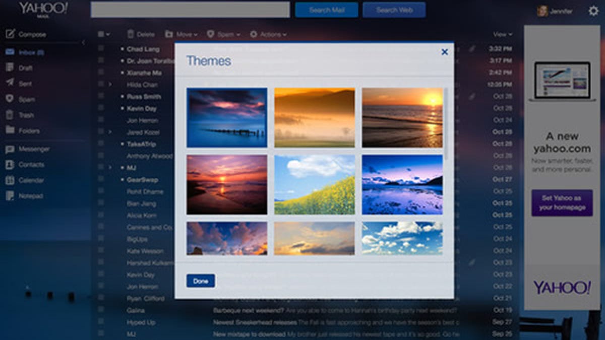 Yahoo Mail's new look.