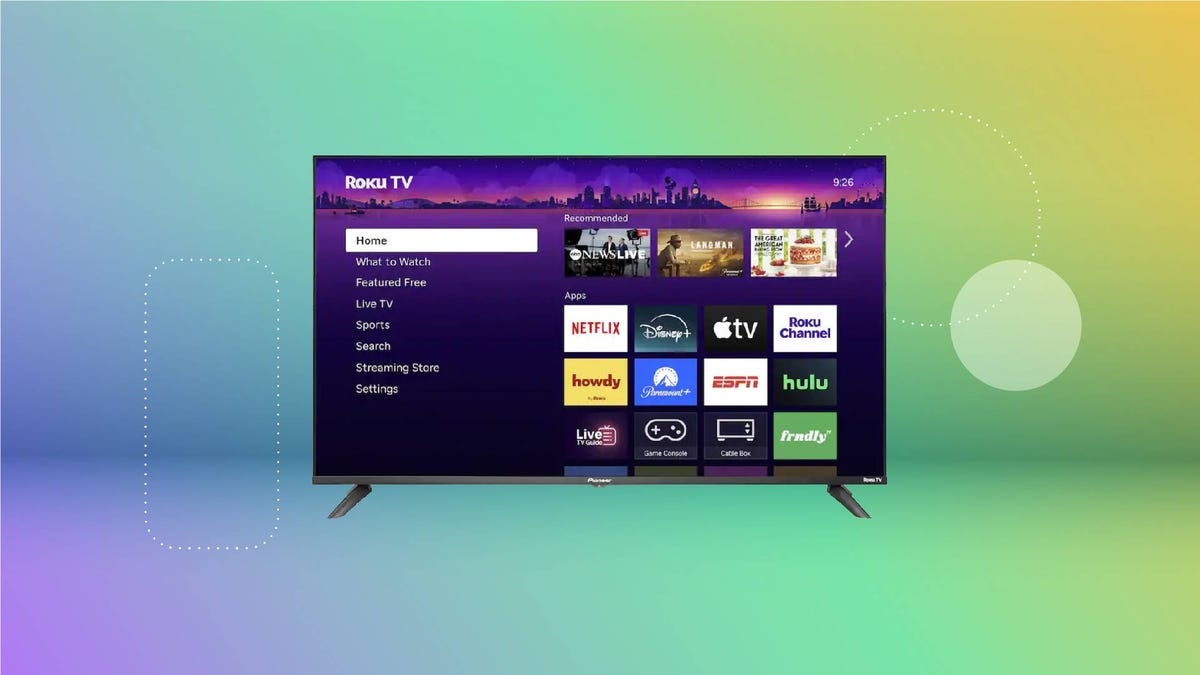 A TV against a green gradient CNET background.