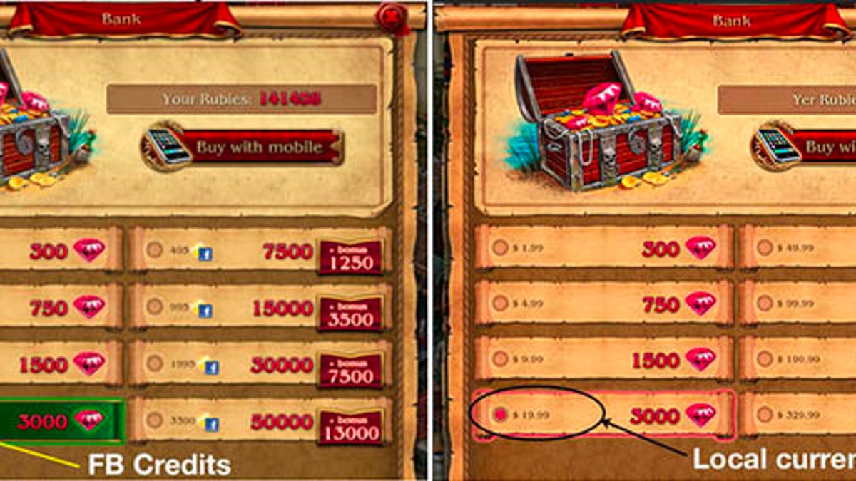 facebook credits local currency