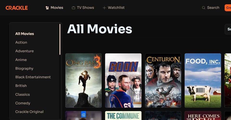 crackle service display screen