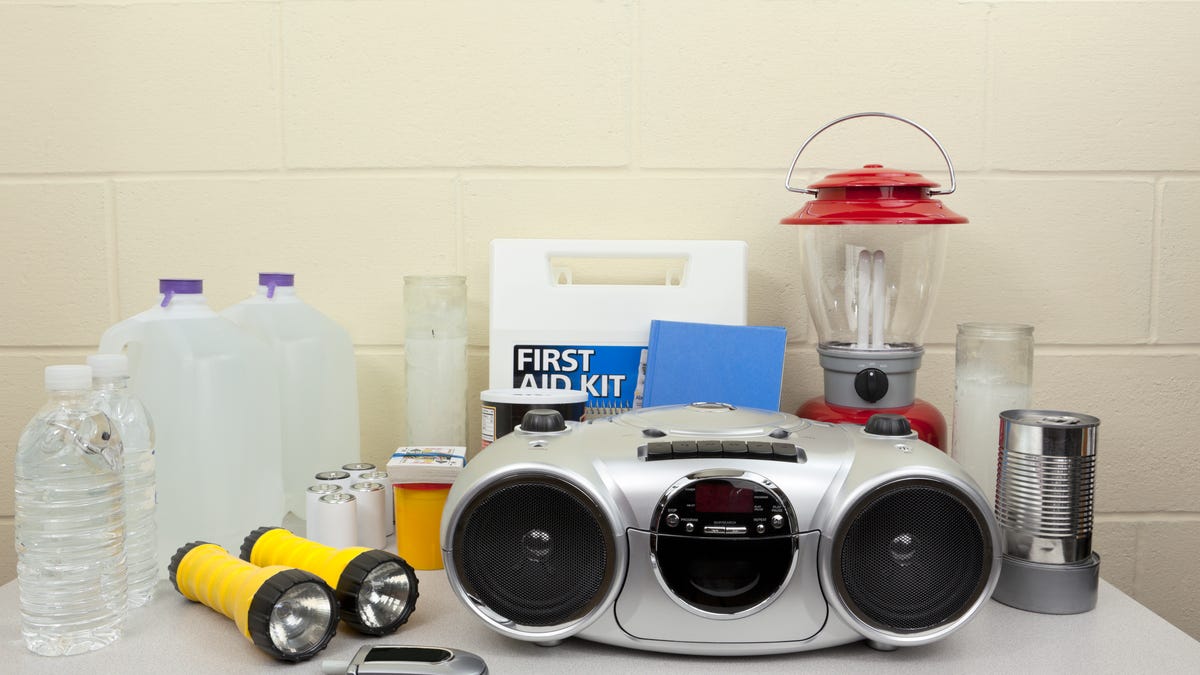 emergency kit with different items