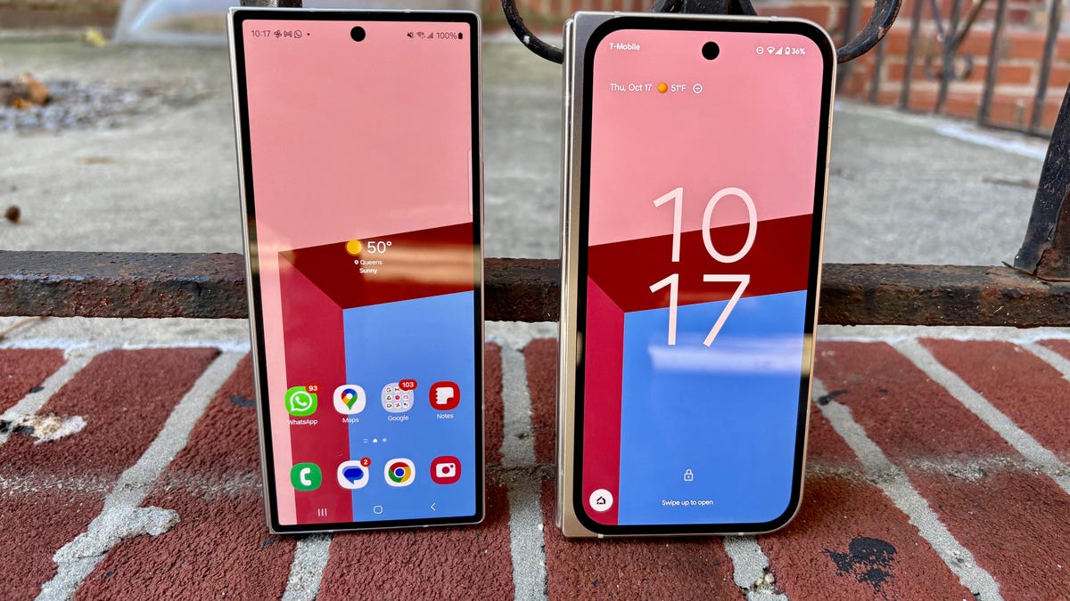 The Galaxy Z Fold 6 (left) and Pixel 9 Pro Fold (right)