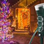 A BN-Link stake plug imposed on an outdoor Christmas display.