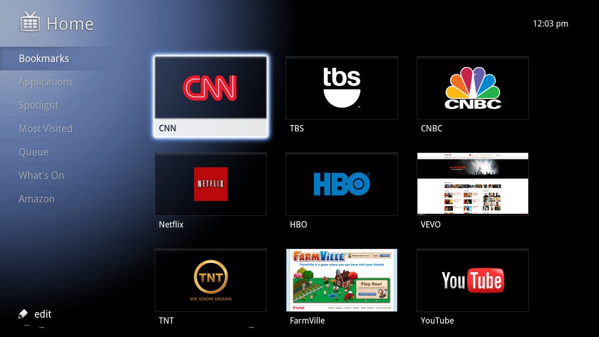 The Google TV home screen.