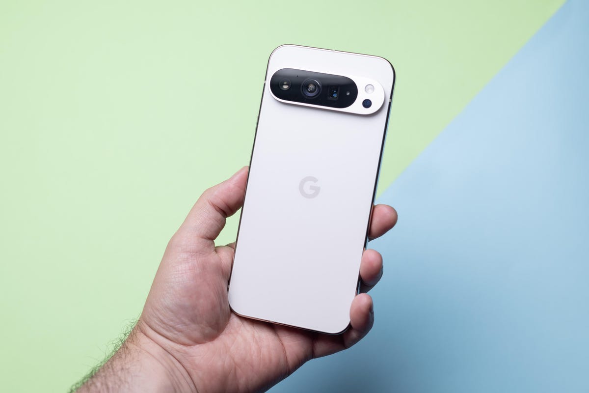 Image of a Pixel 9 Pro phone in Porcelain color