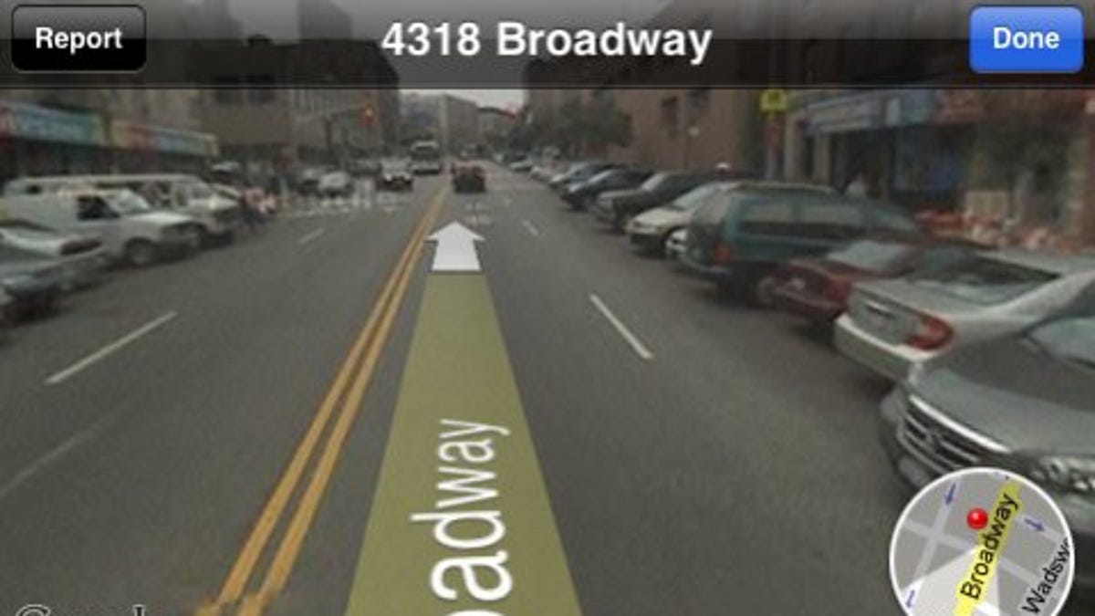 It looks like Street View on the iPhone 2.2 firmware will sport an inset map to help with orientation.