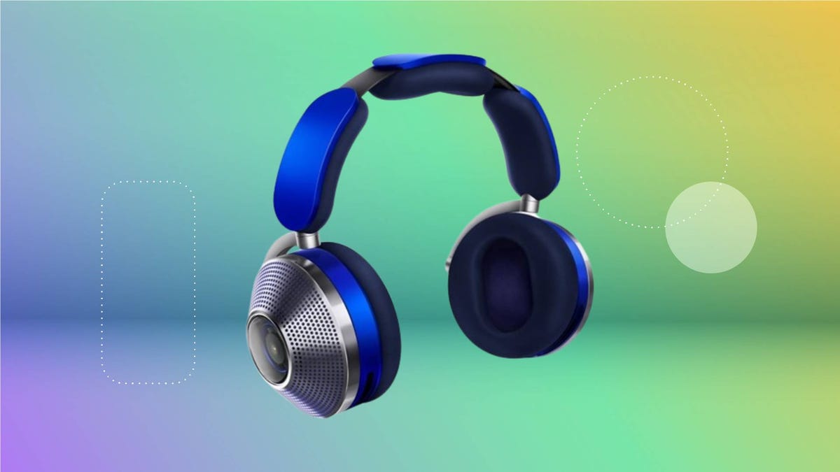 Blue Dyson Zone Headphones on a bright background.