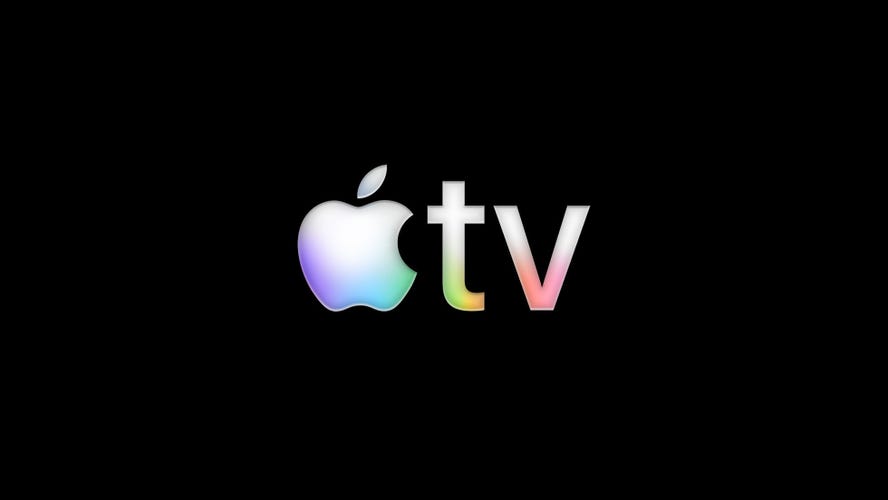 apple tv logo on black background