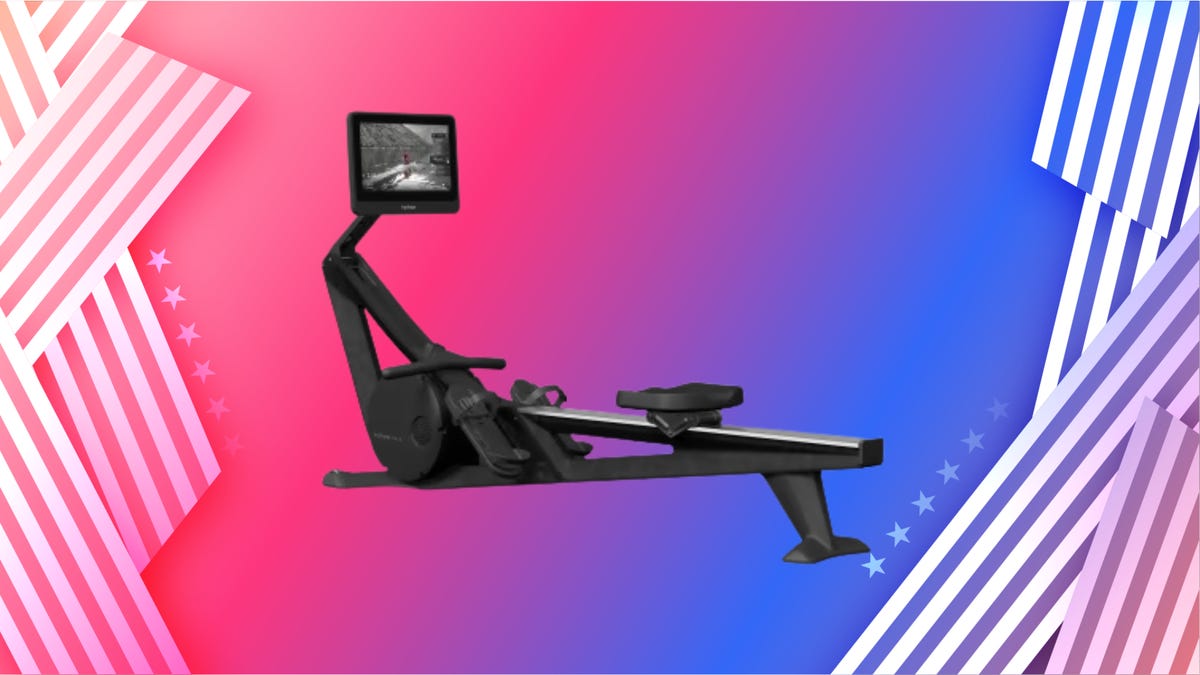 Hydrow Wave rowing machine on colorful background