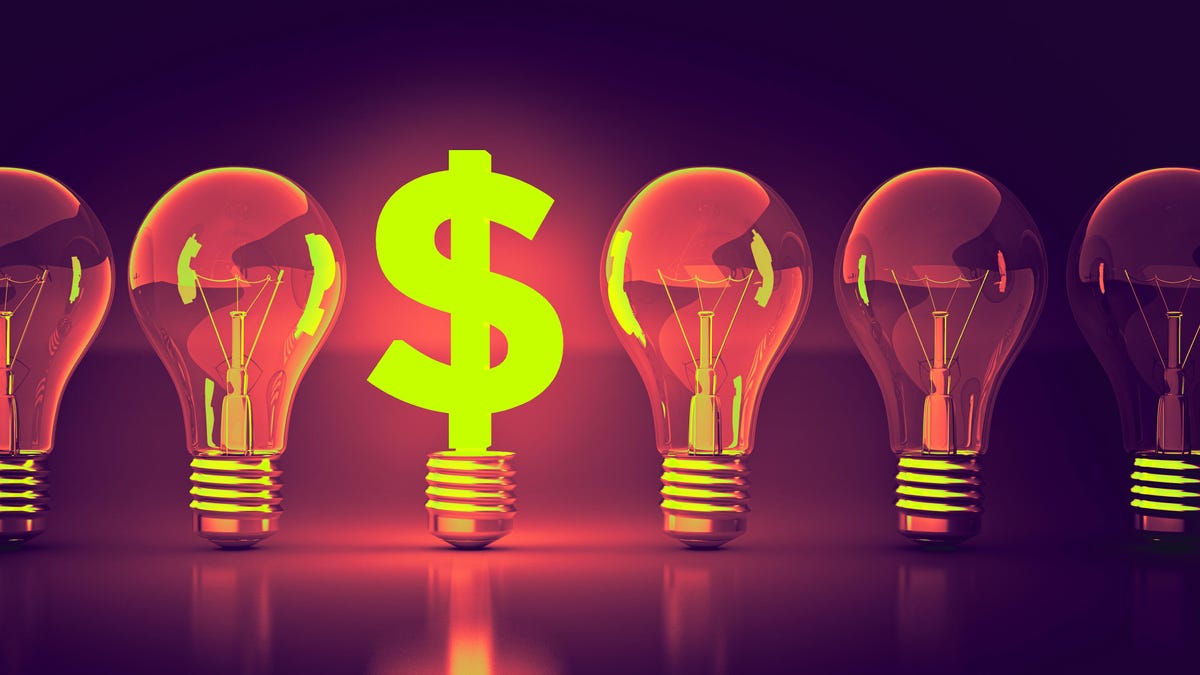 Lights bulbs and money symbols