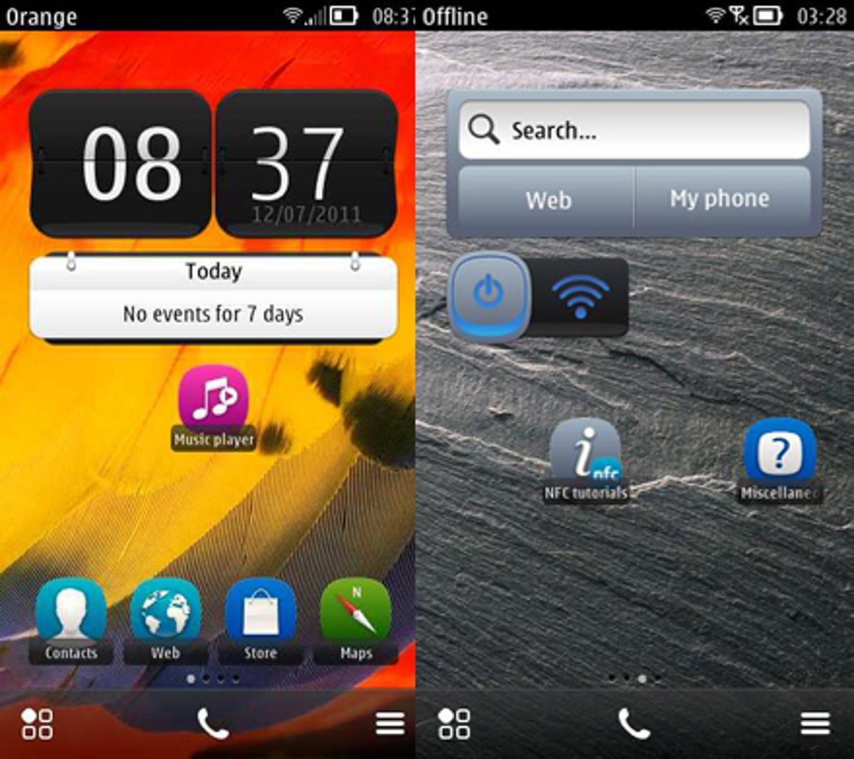 Nokia 700 home screens