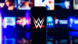 WWE logo on phone screen