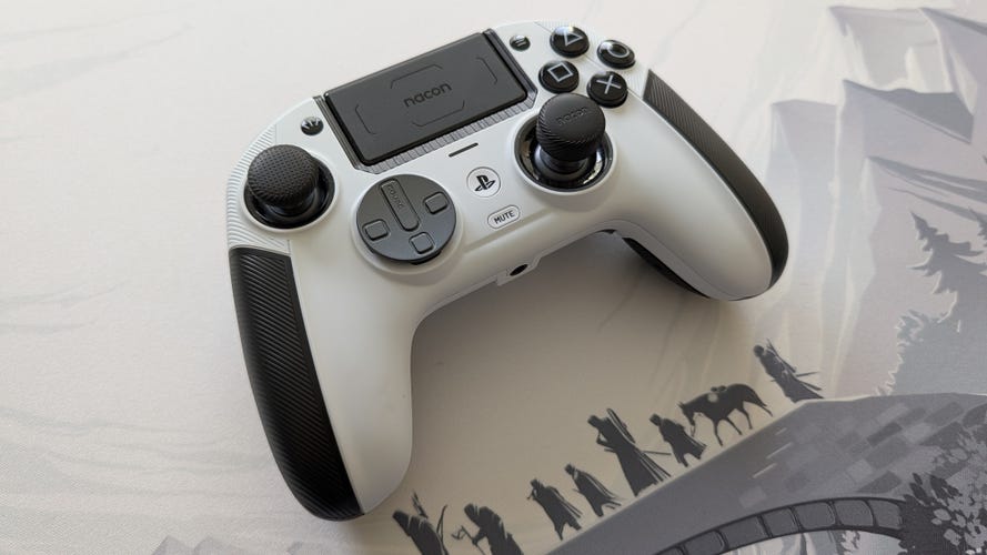 Nacon Revolution 5 Pro controller on a grey and white background