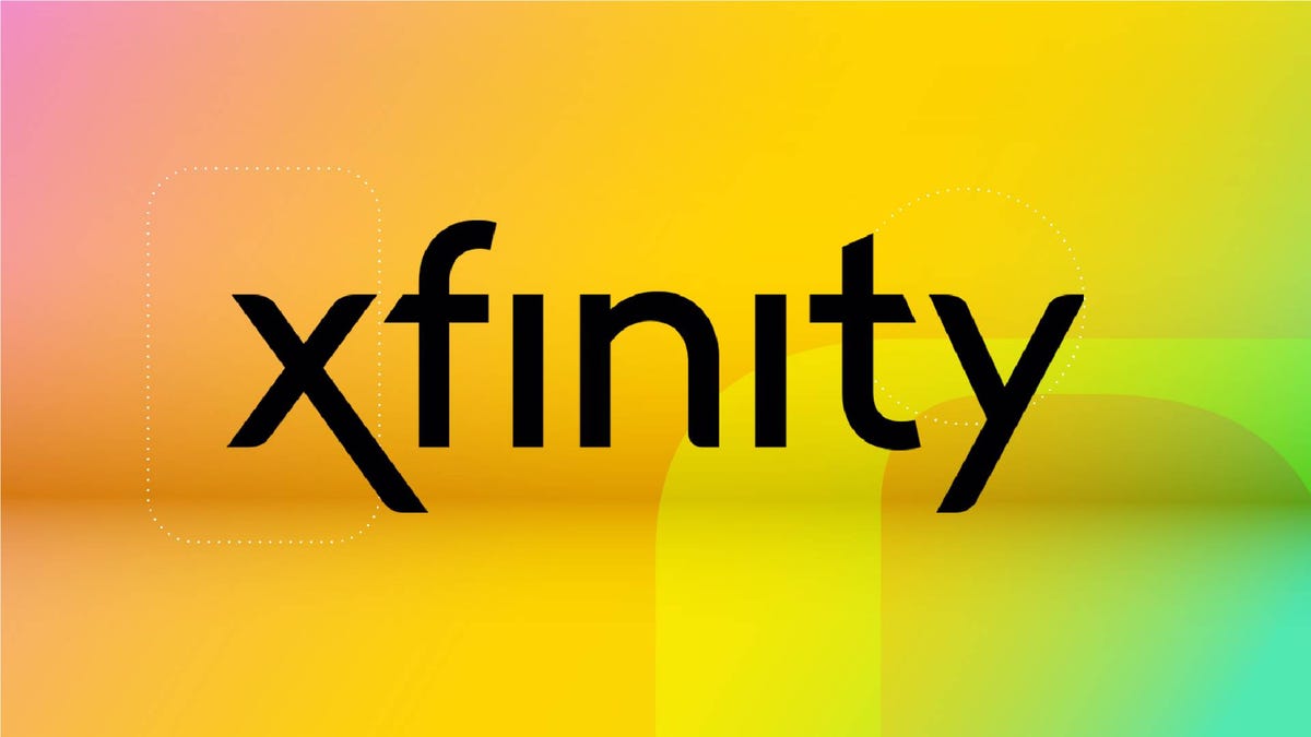 The Xfinity logo against an orange gradient CNET background.