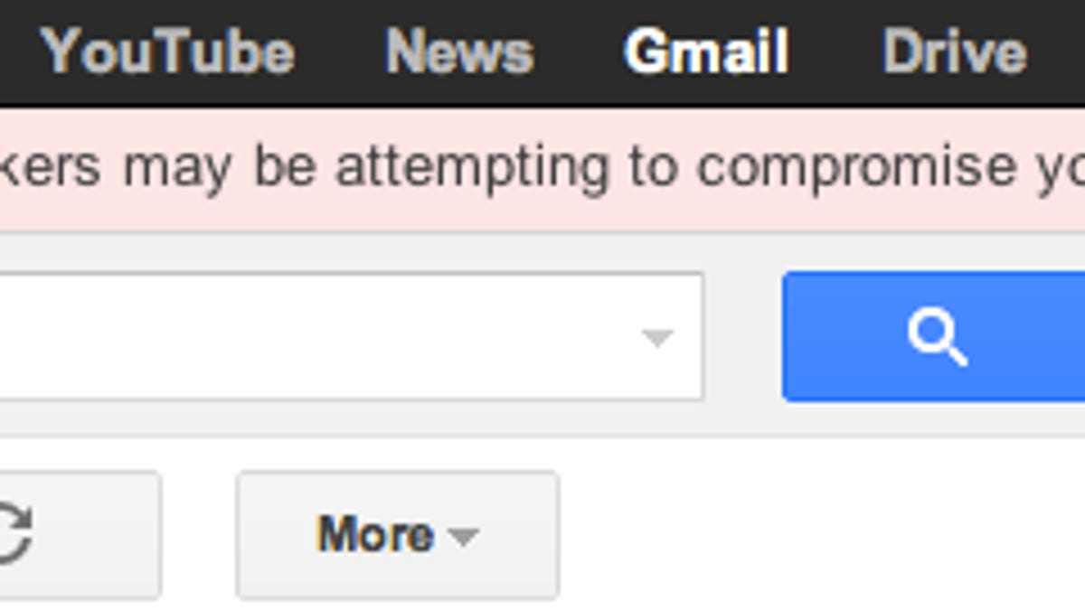 This is the warning that Google is displaying to Gmail accounts that it suspects may have been targeted by state-sponsored phishing and malware attacks.