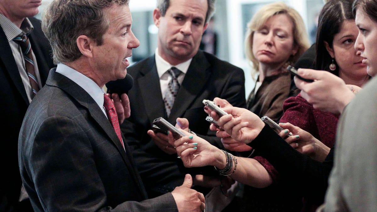 Republican Sen. Rand Paul, shown here last month, was one of a dozen senators who warned the IRS against warrantless snooping on taxpayers' electronic correspondence.