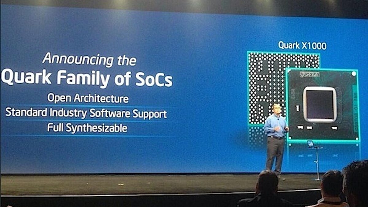 Intel CEO Brian Krzanich announces Quark chip line for wearables.