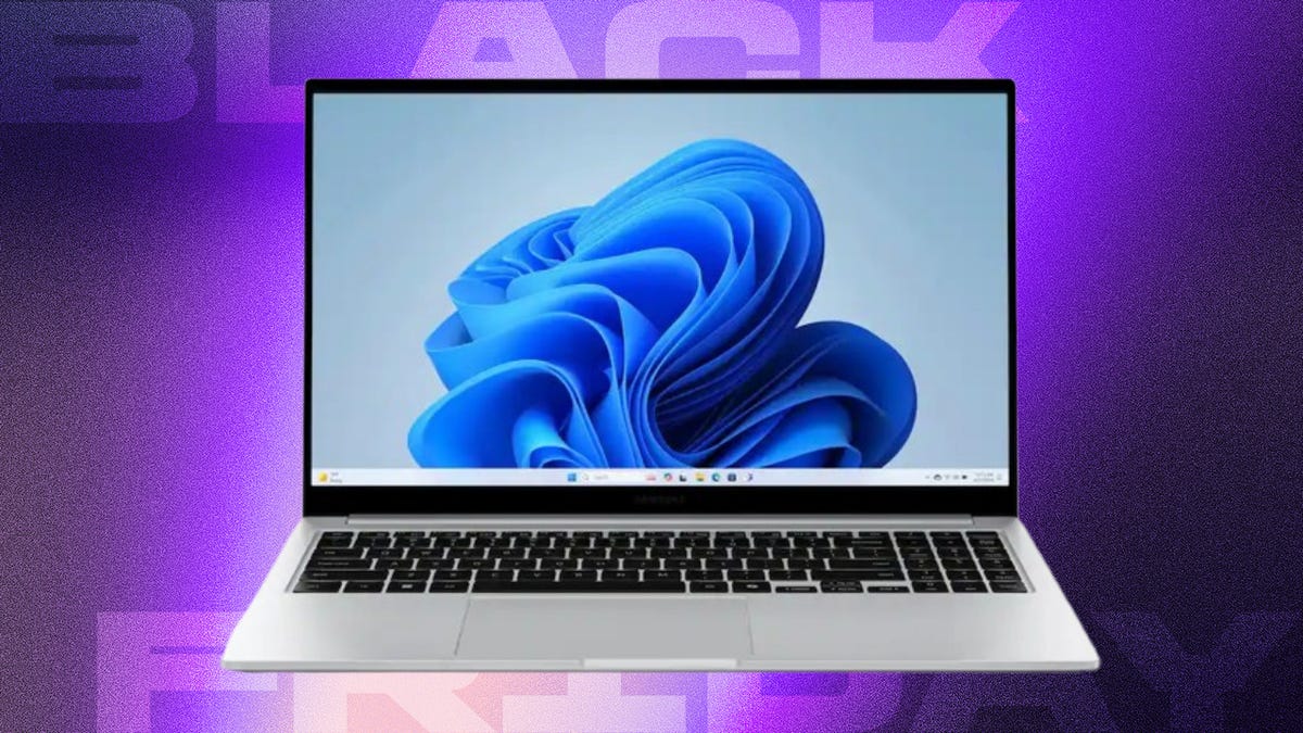 Samsung Galaxy Book4 on a Black Friday background