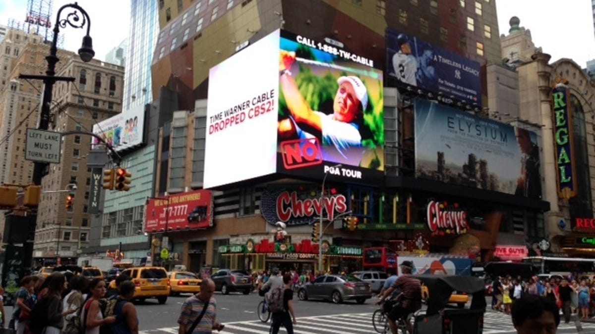 An CBS ad on a large screen in Times Square