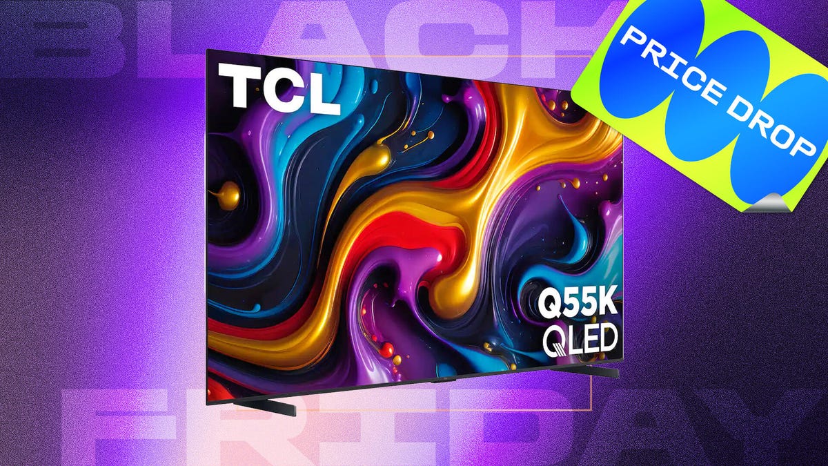 TCL 98 Class Q55K Series on black friday background
