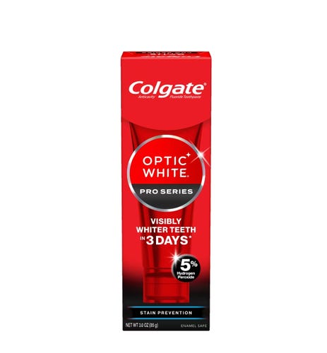 A bottle of Colgate whitening toothpaste