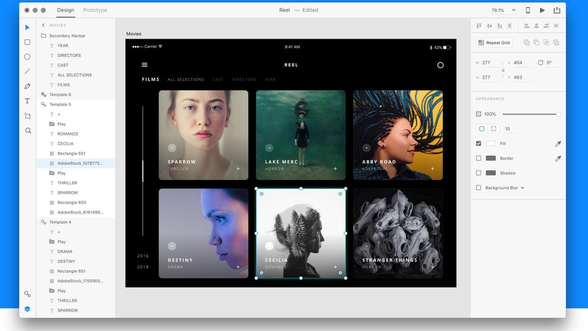 One new feature coming to Adobe XD is a tool to group different aspects of a design into layers. XD's layers are designed to be simpler than the proliferation that can bog down complex Photoshop or Illustrator documents.