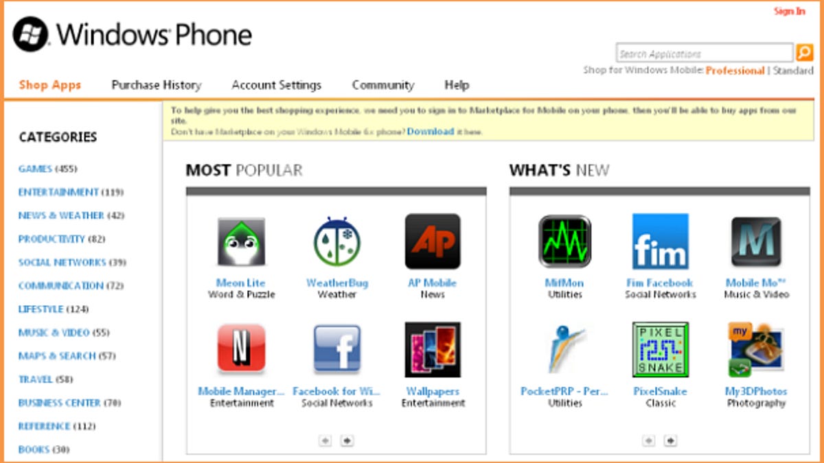 Windows Phone 7 Marketplace