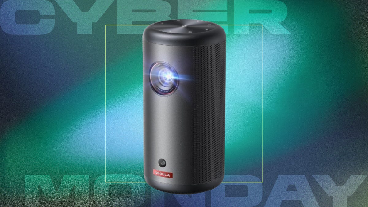 Nebula capsule projector on a Cyber Monday background