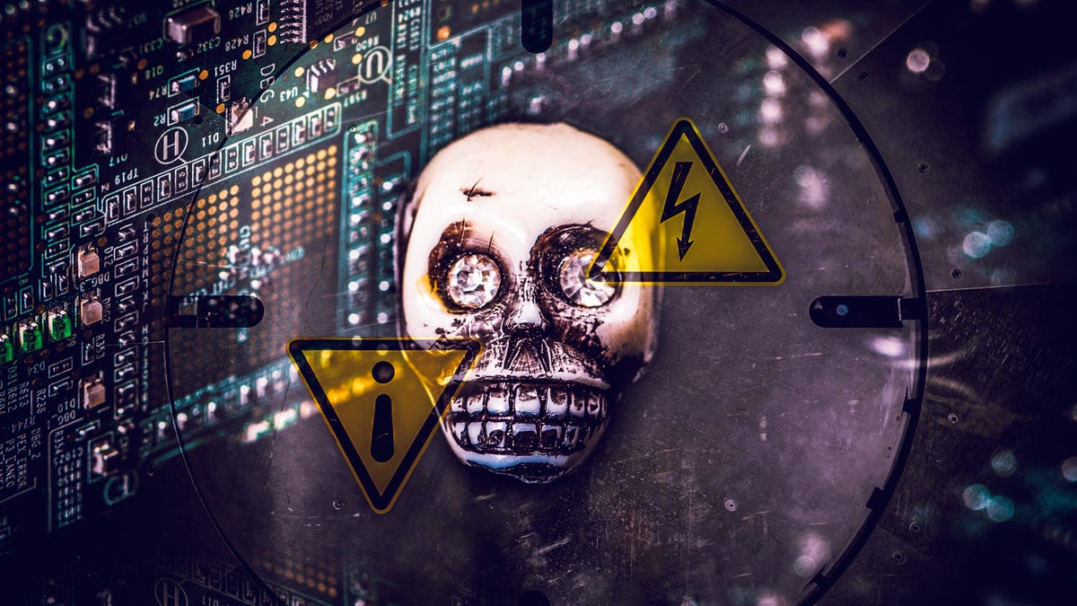 an image of a cartoon skull on a circuit board