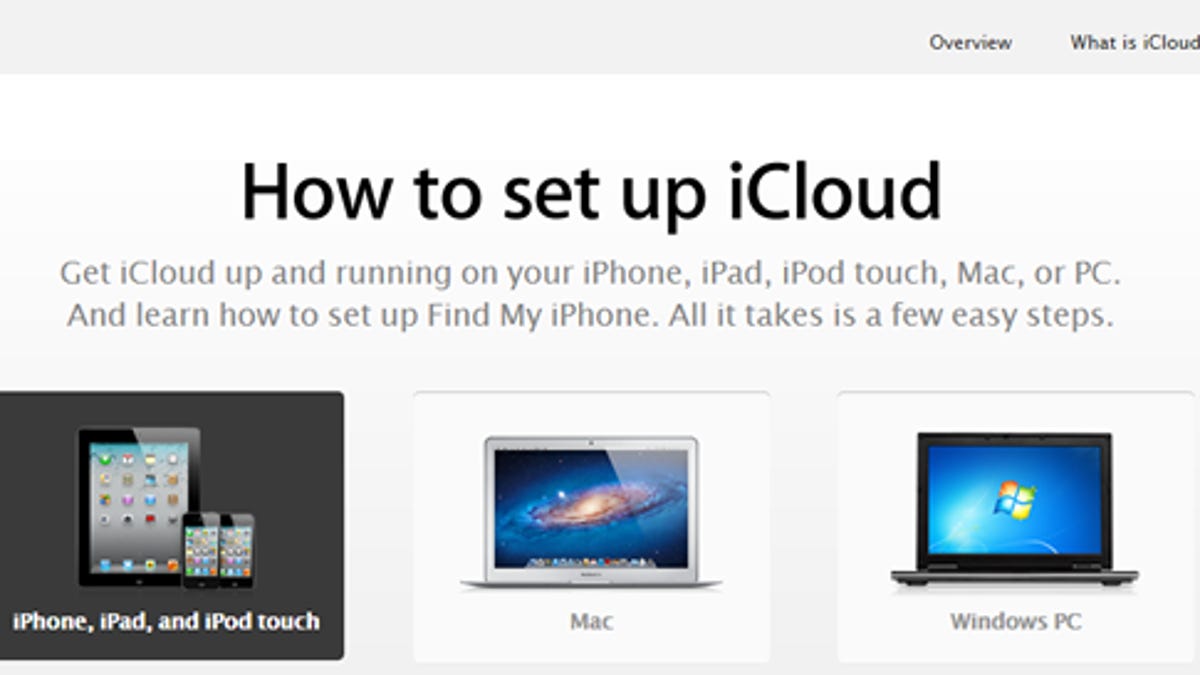 Apple's online guide tries to help you set up your iCloud account.