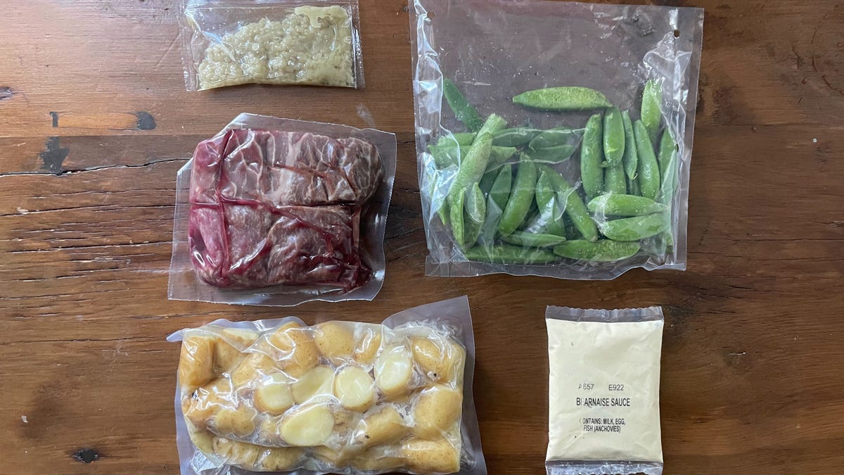 ingredients for steak meal kit on table